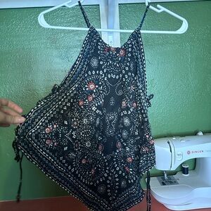 Chic Black and White Patterned Halter Top